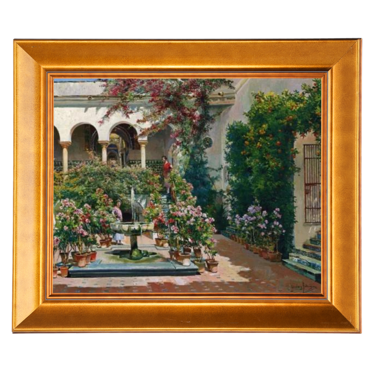 A Courtyard in Seville- Vintage Canvas Wall Art Prints Decor For Living Room