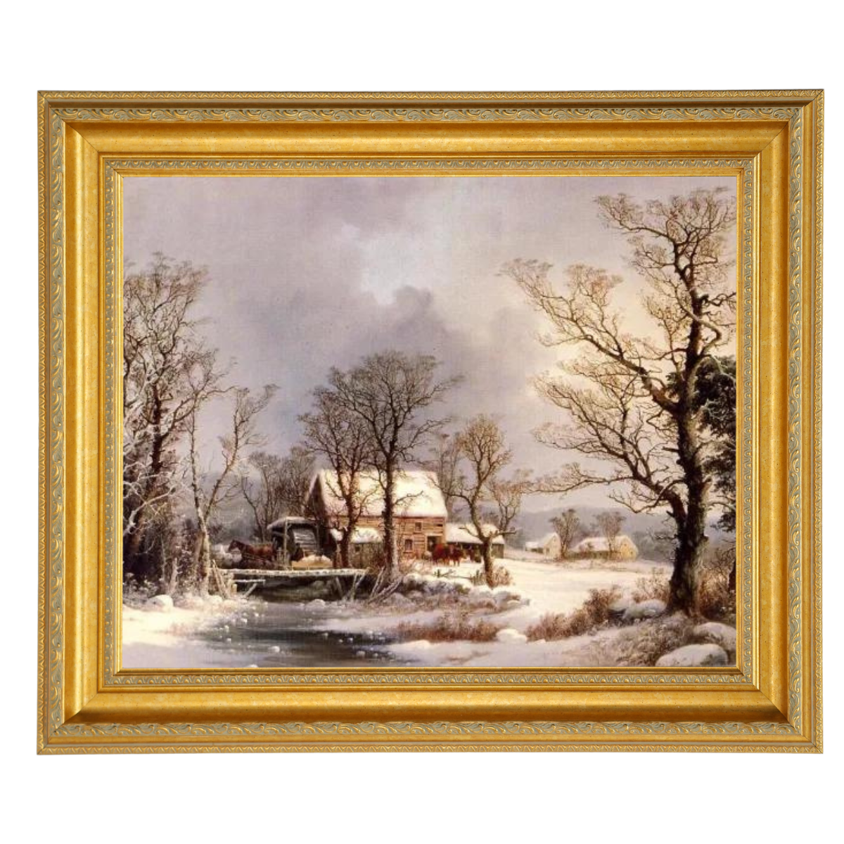 Winter in the Country, The Old Grist Mill-Vintage Wall Art Prints Decor For Living Room