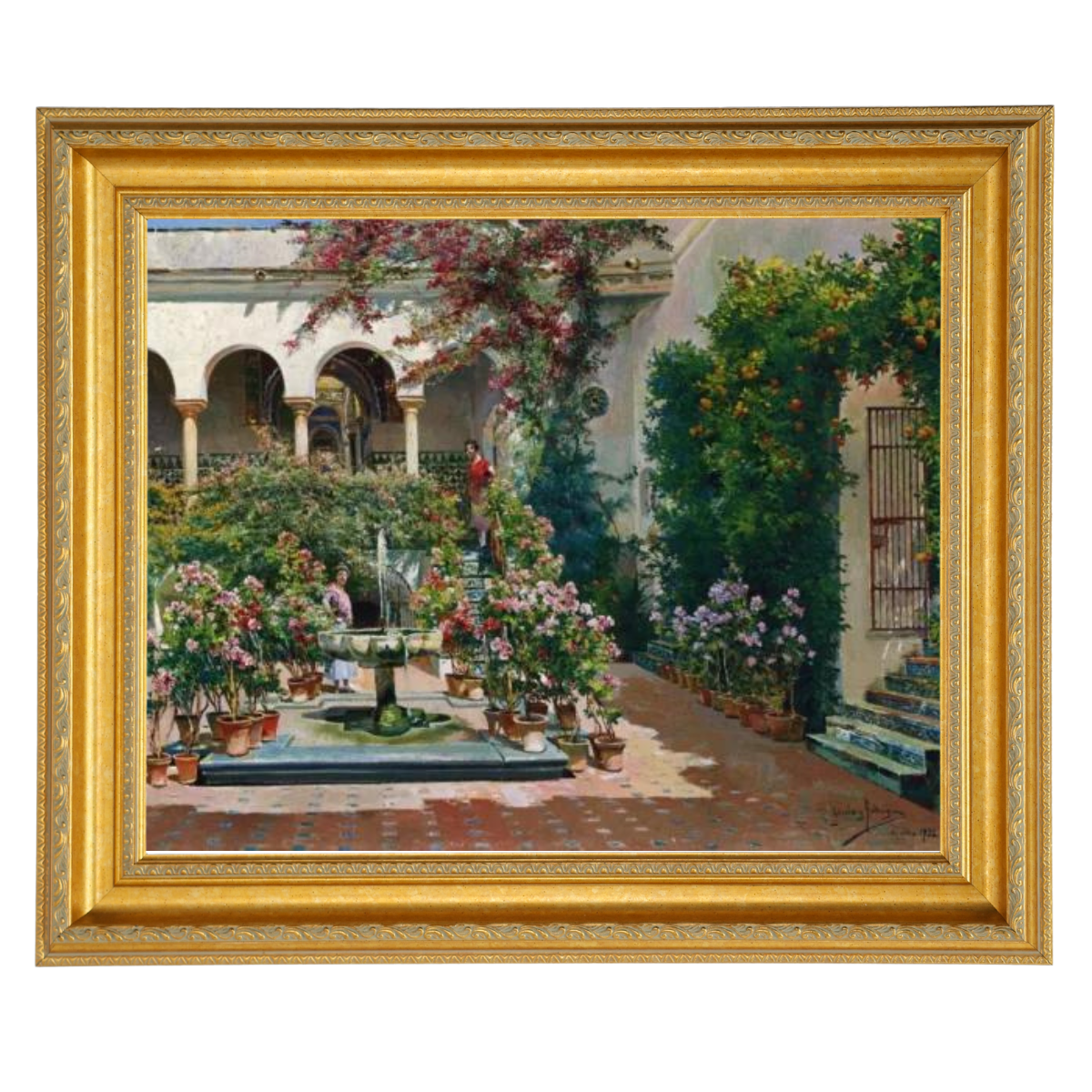 A Courtyard in Seville- Vintage Canvas Wall Art Prints Decor For Living Room