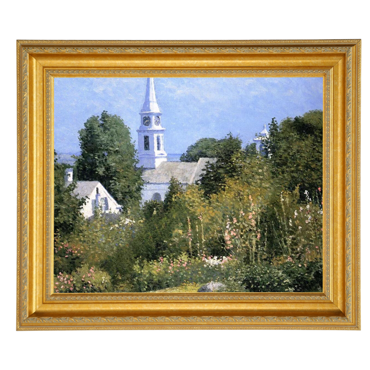 Hollyhocks Garden, Mystic, Connecticut - Country style Wall Art Prints Decor For Living Room