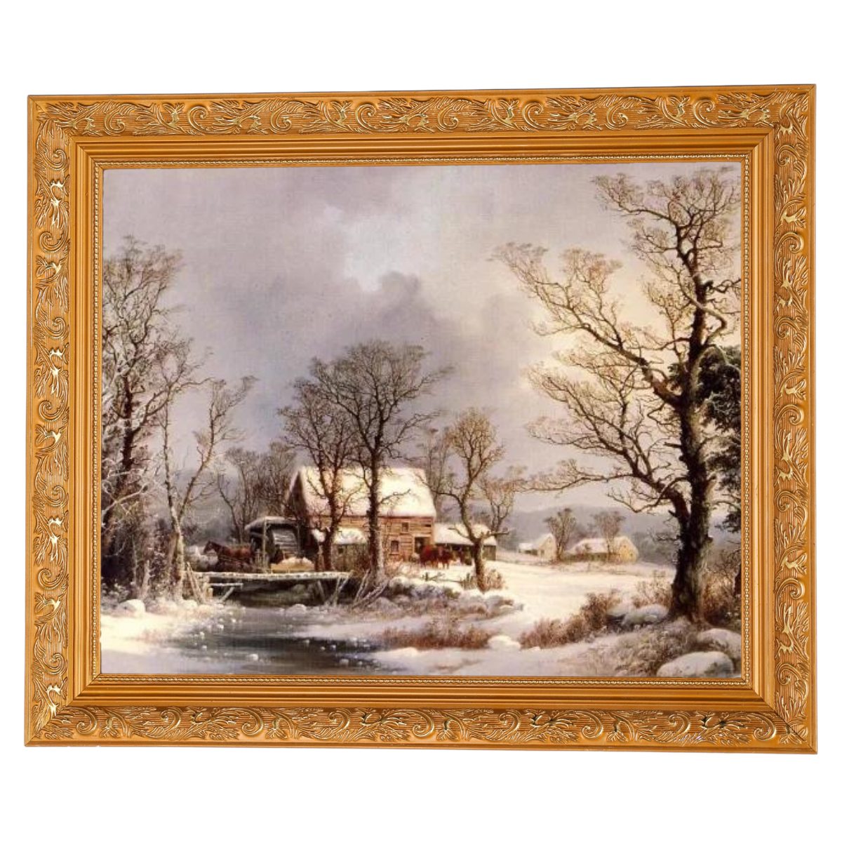 Winter in the Country, The Old Grist Mill-Vintage Wall Art Prints Decor For Living Room