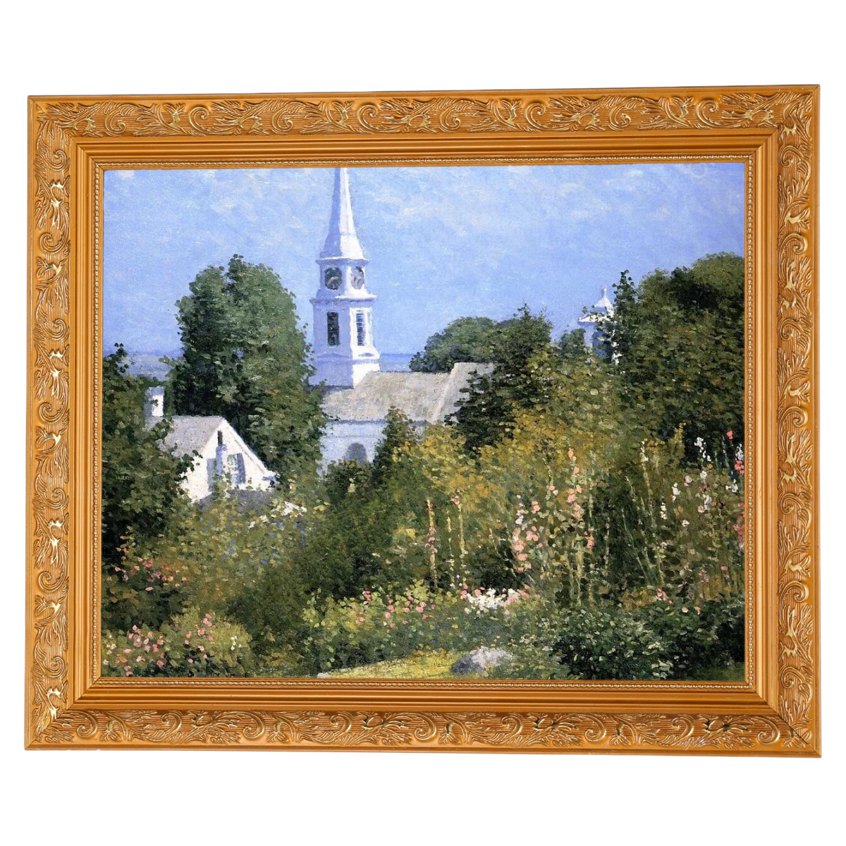 Hollyhocks Garden, Mystic, Connecticut - Country style Wall Art Prints Decor For Living Room