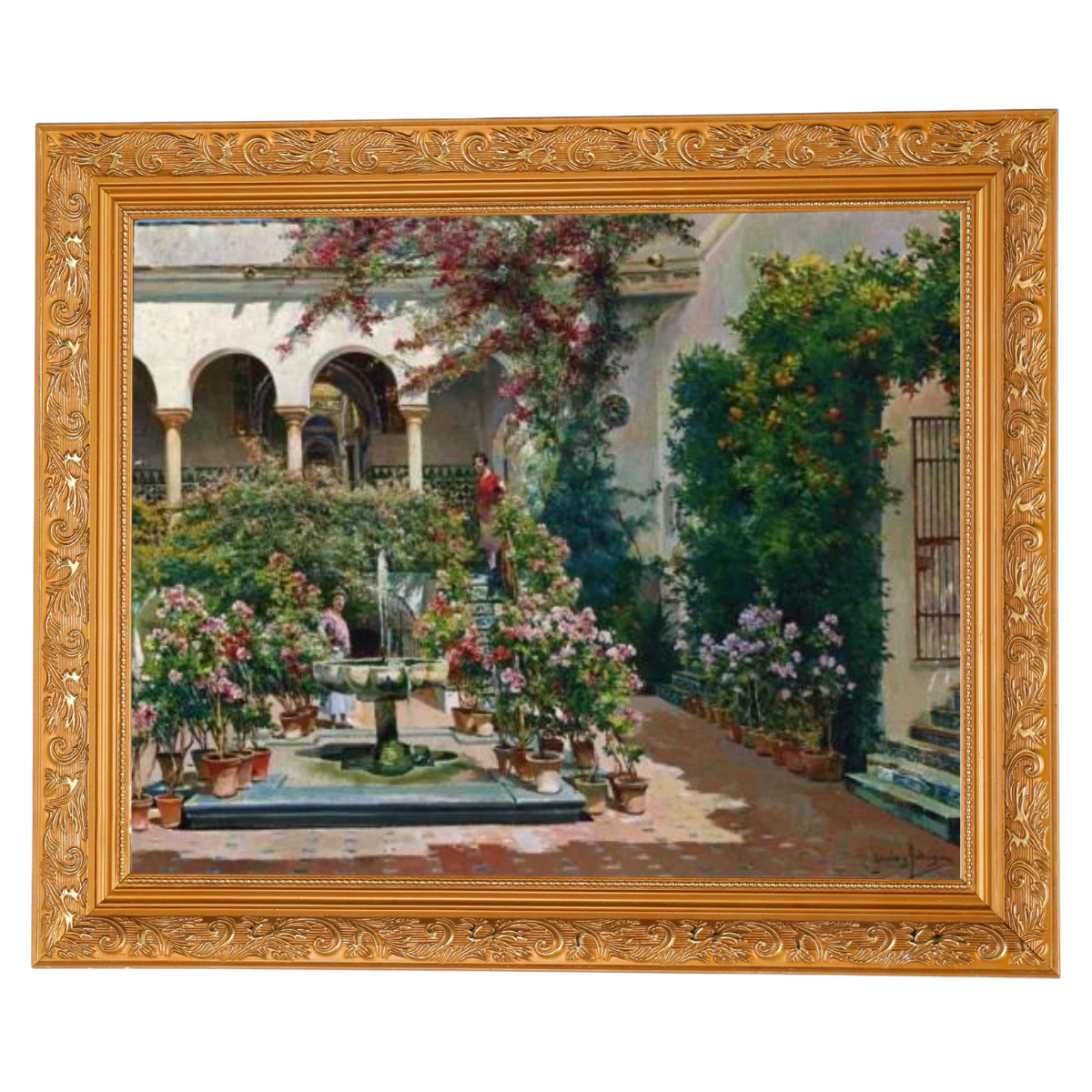 A Courtyard in Seville- Vintage Canvas Wall Art Prints Decor For Living Room
