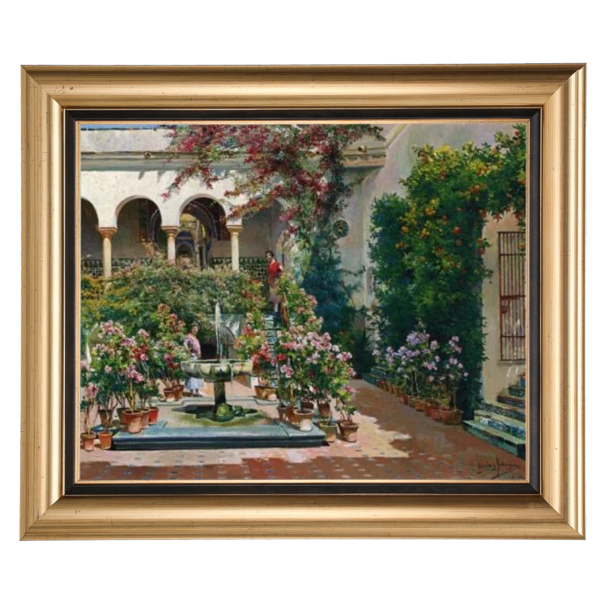 A Courtyard in Seville- Vintage Canvas Wall Art Prints Decor For Living Room