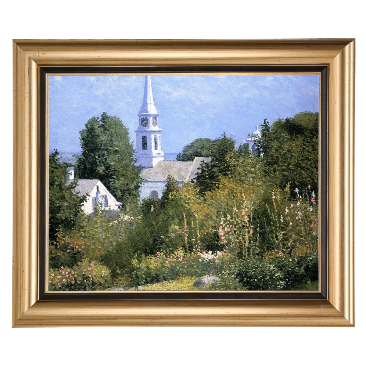 Hollyhocks Garden, Mystic, Connecticut - Country style Wall Art Prints Decor For Living Room