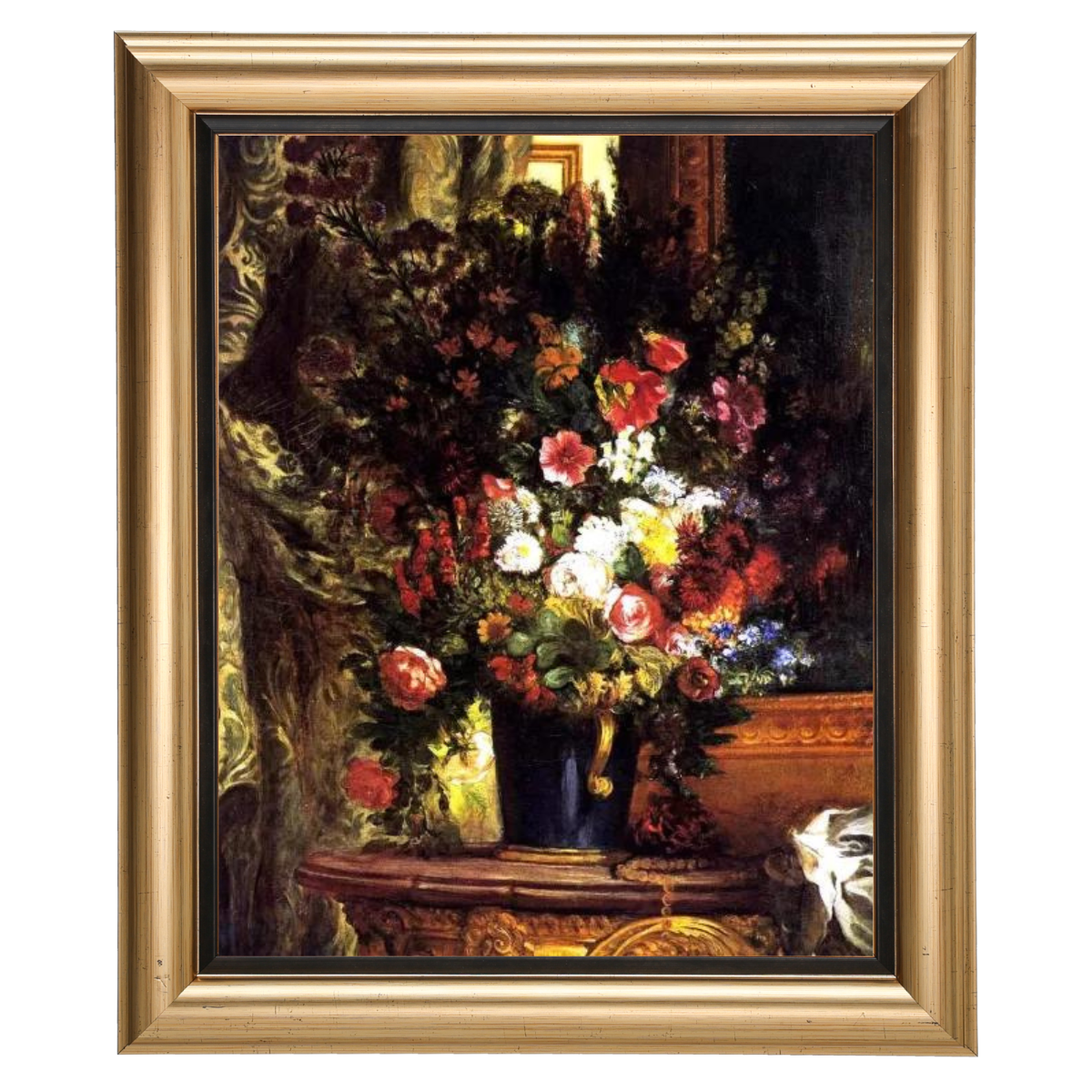 A Vase of Flowers on a Console