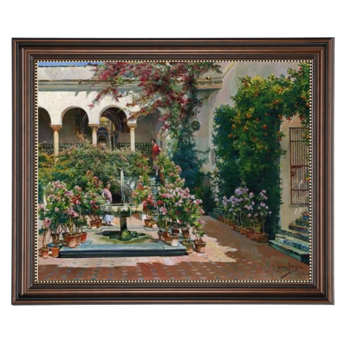 A Courtyard in Seville- Vintage Canvas Wall Art Prints Decor For Living Room
