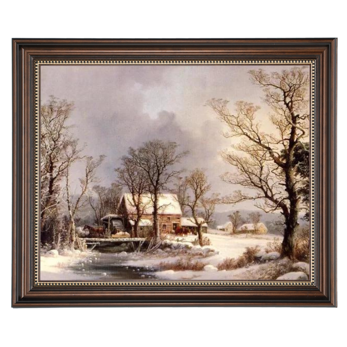 Winter in the Country, The Old Grist Mill-Vintage Wall Art Prints Decor For Living Room