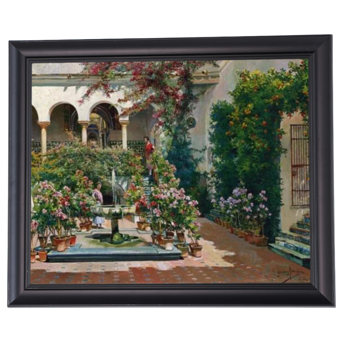 A Courtyard in Seville- Vintage Canvas Wall Art Prints Decor For Living Room