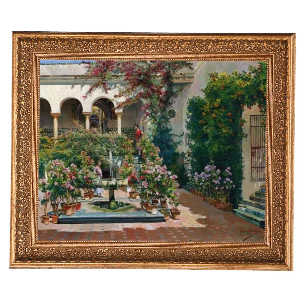 A Courtyard in Seville- Vintage Canvas Wall Art Prints Decor For Living Room