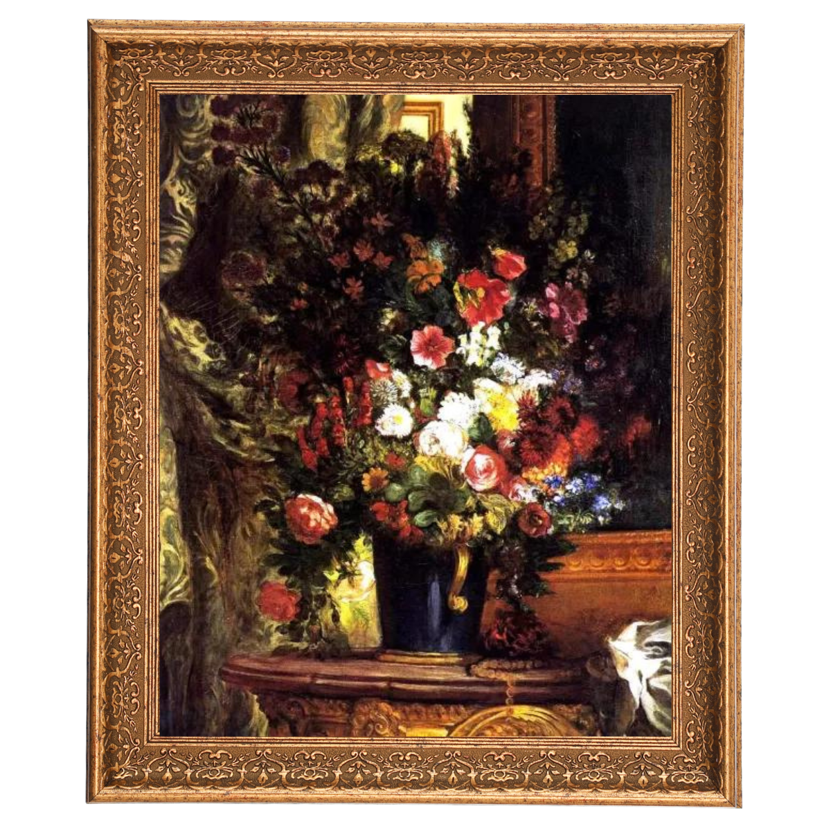 A Vase of Flowers on a Console