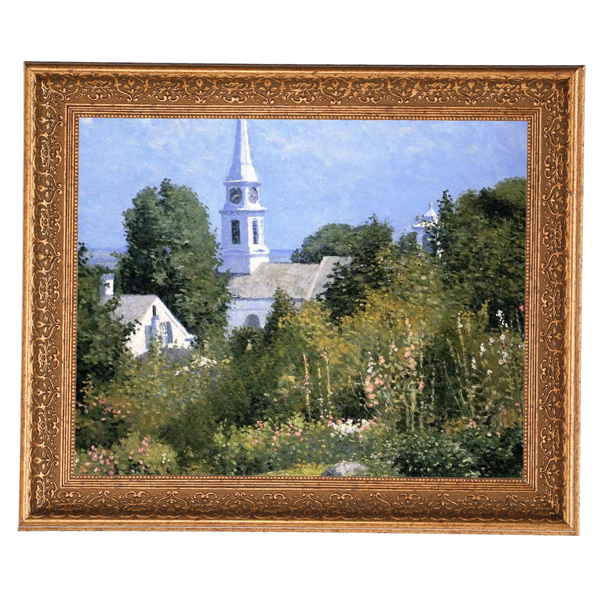 Hollyhocks Garden, Mystic, Connecticut - Country style Wall Art Prints Decor For Living Room