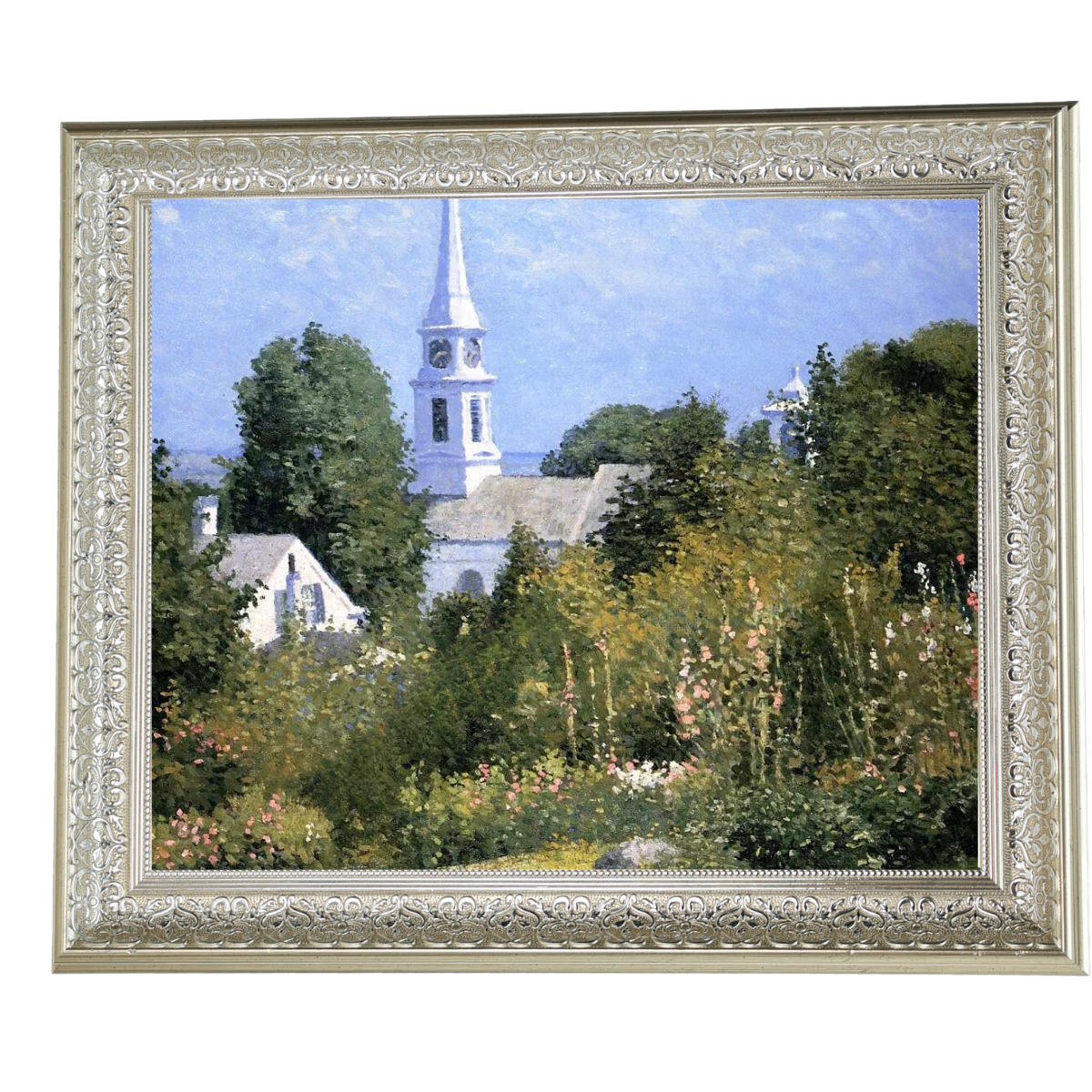 Hollyhocks Garden, Mystic, Connecticut - Country style Wall Art Prints Decor For Living Room