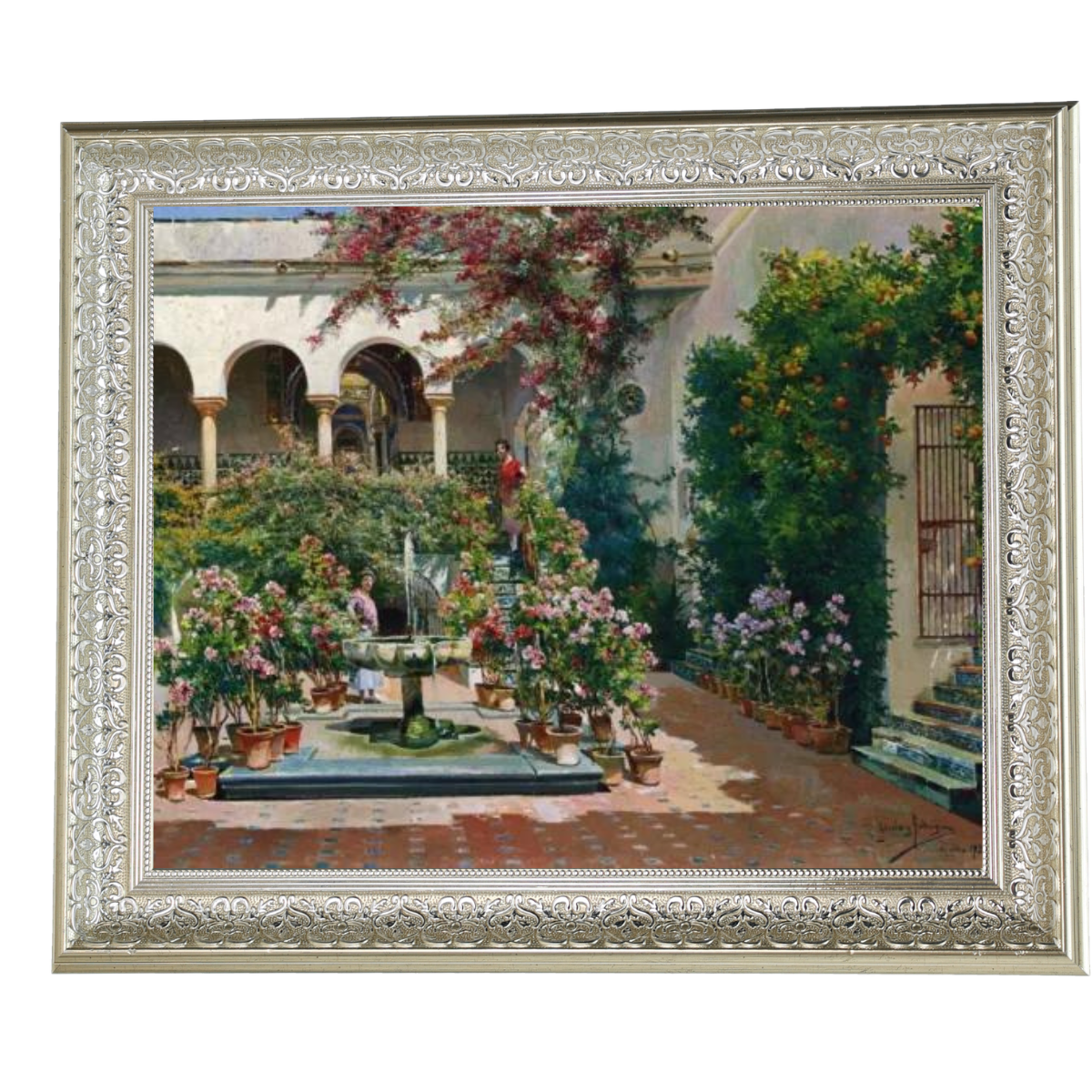 A Courtyard in Seville- Vintage Canvas Wall Art Prints Decor For Living Room