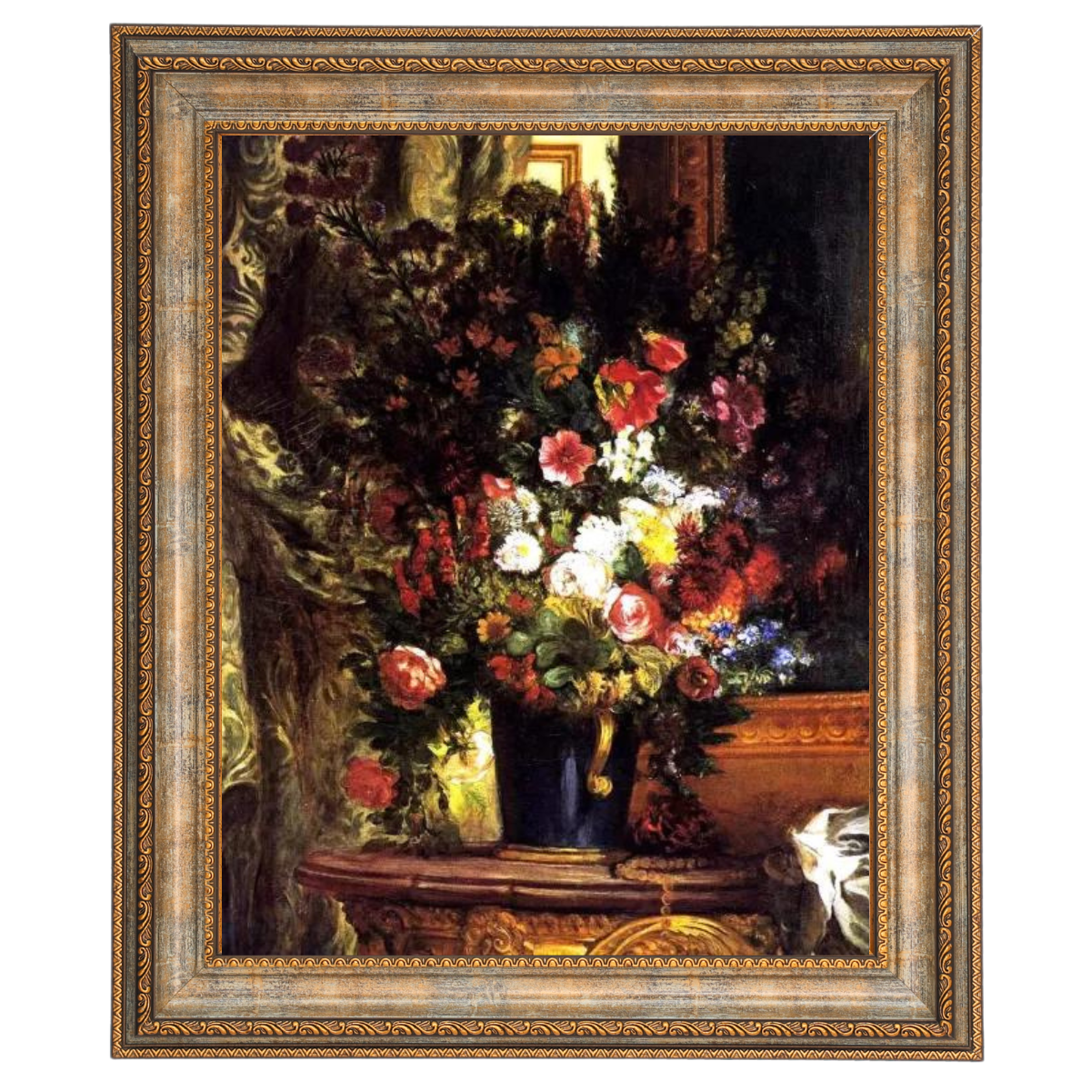A Vase of Flowers on a Console