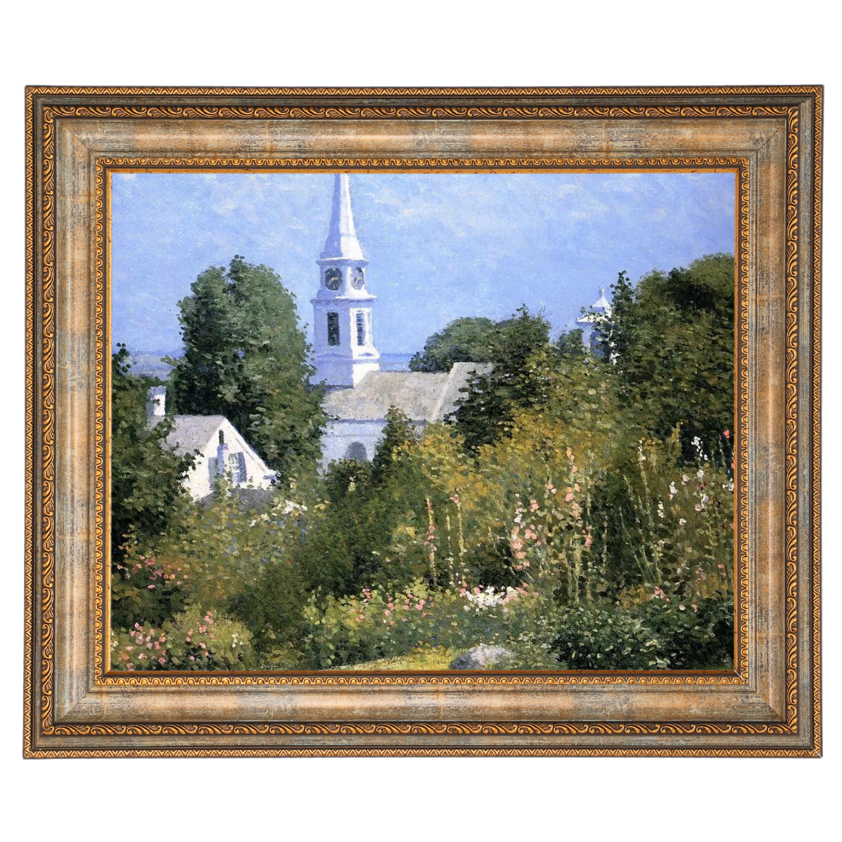 Hollyhocks Garden, Mystic, Connecticut - Country style Wall Art Prints Decor For Living Room