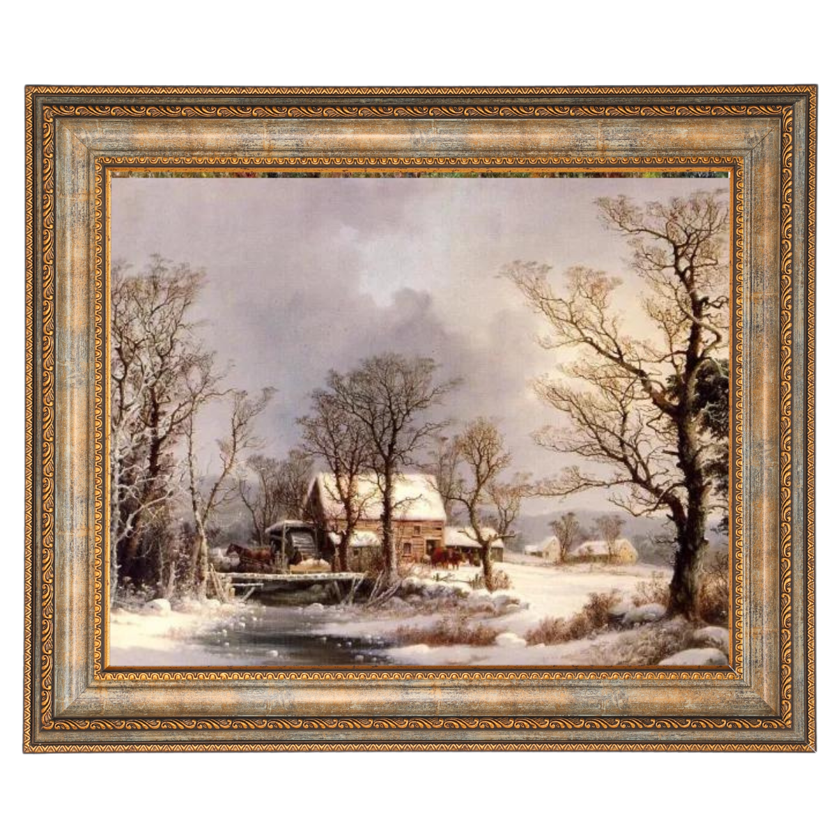 Winter in the Country, The Old Grist Mill-Vintage Wall Art Prints Decor For Living Room