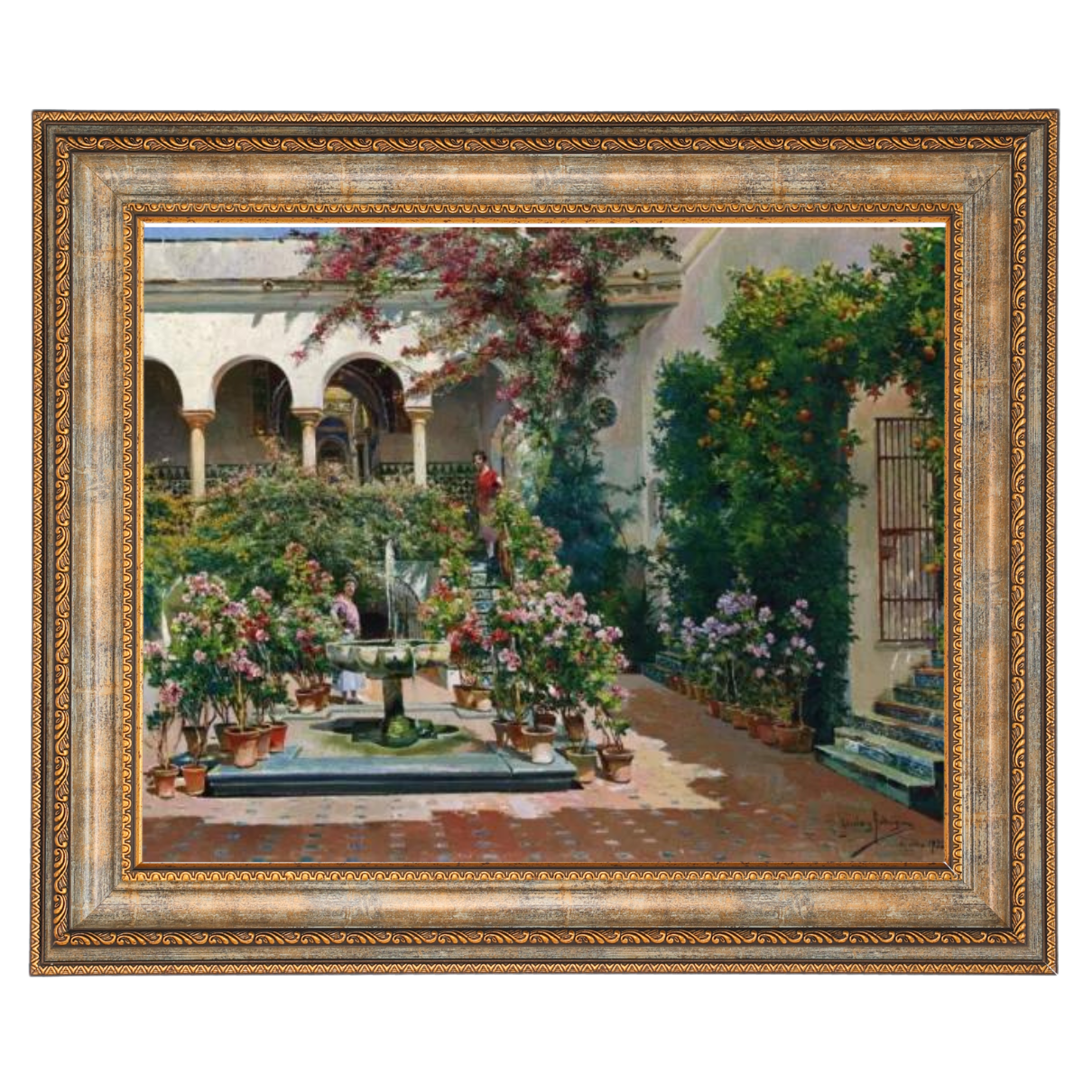 A Courtyard in Seville- Vintage Canvas Wall Art Prints Decor For Living Room