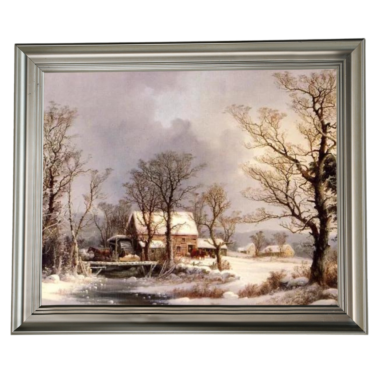 Winter in the Country, The Old Grist Mill-Vintage Wall Art Prints Decor For Living Room