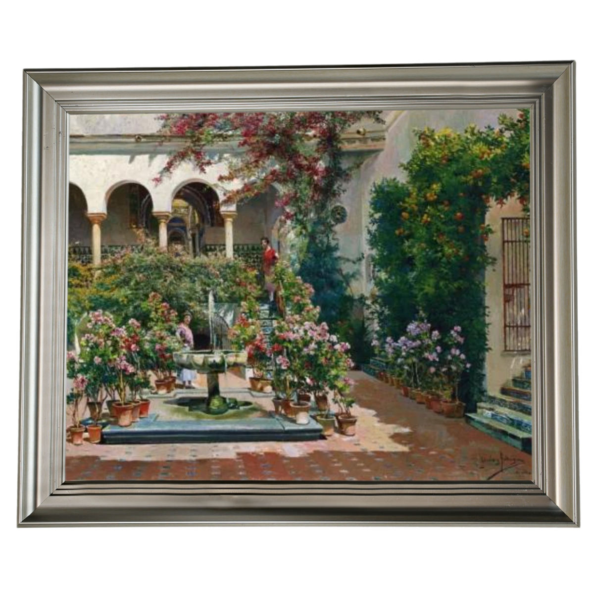 A Courtyard in Seville- Vintage Canvas Wall Art Prints Decor For Living Room