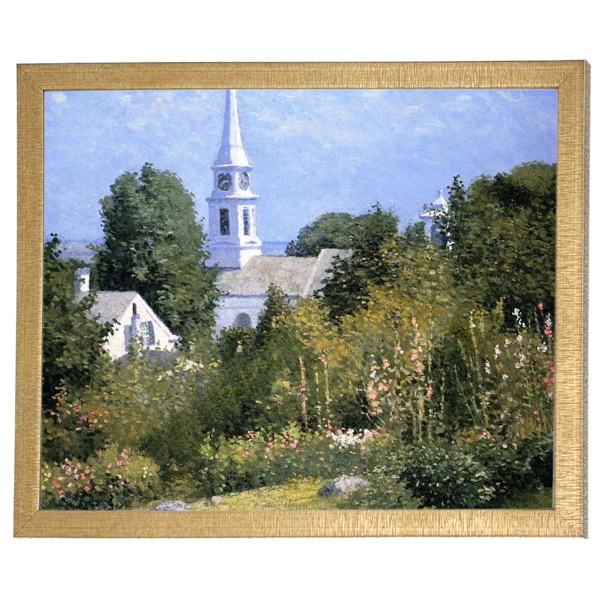 Hollyhocks Garden, Mystic, Connecticut - Country style Wall Art Prints Decor For Living Room