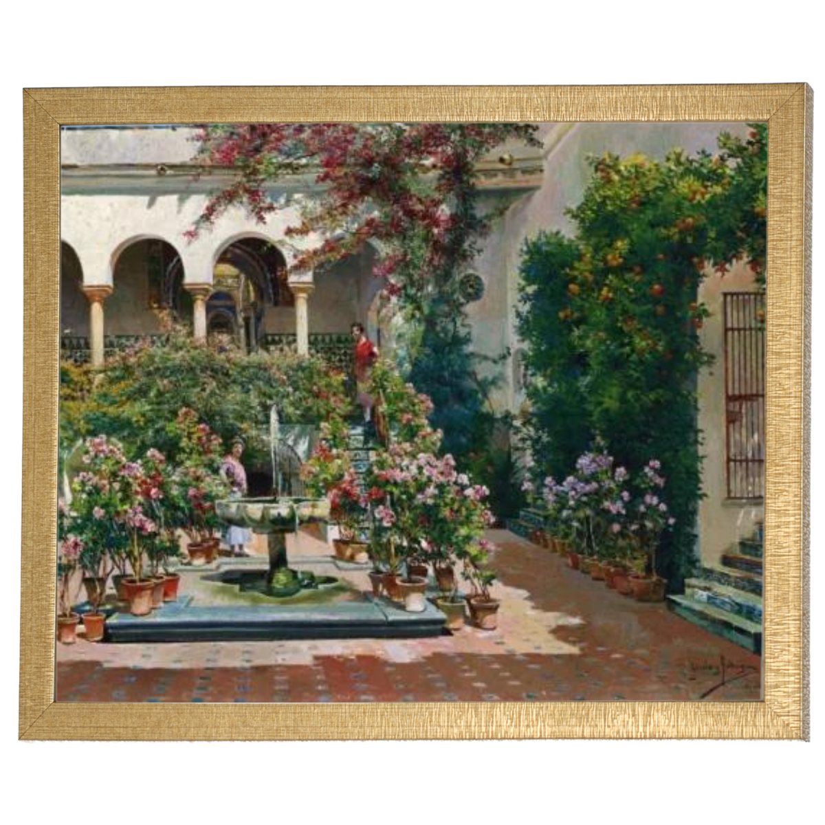 A Courtyard in Seville- Vintage Canvas Wall Art Prints Decor For Living Room