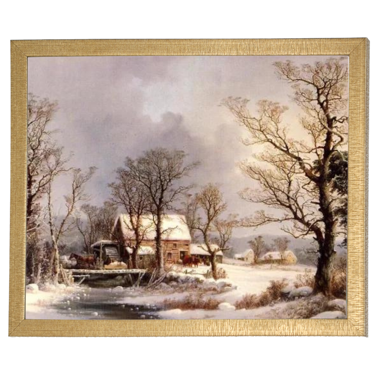 Winter in the Country, The Old Grist Mill-Vintage Wall Art Prints Decor For Living Room
