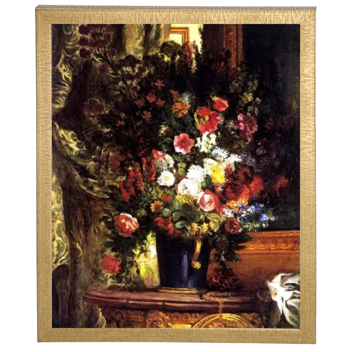 A Vase of Flowers on a Console