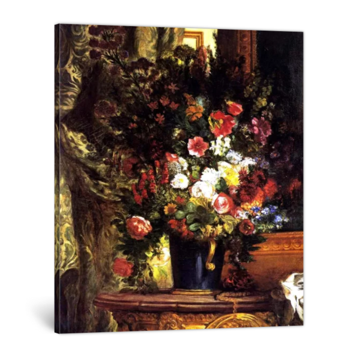 A Vase of Flowers on a Console