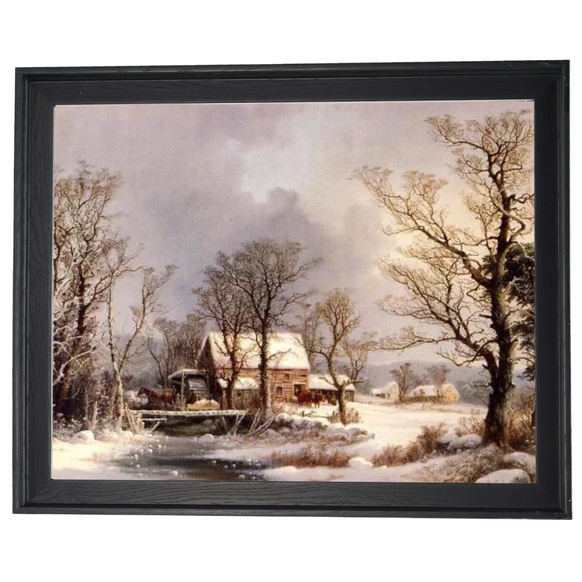 Winter in the Country, The Old Grist Mill-Vintage Wall Art Prints Decor For Living Room