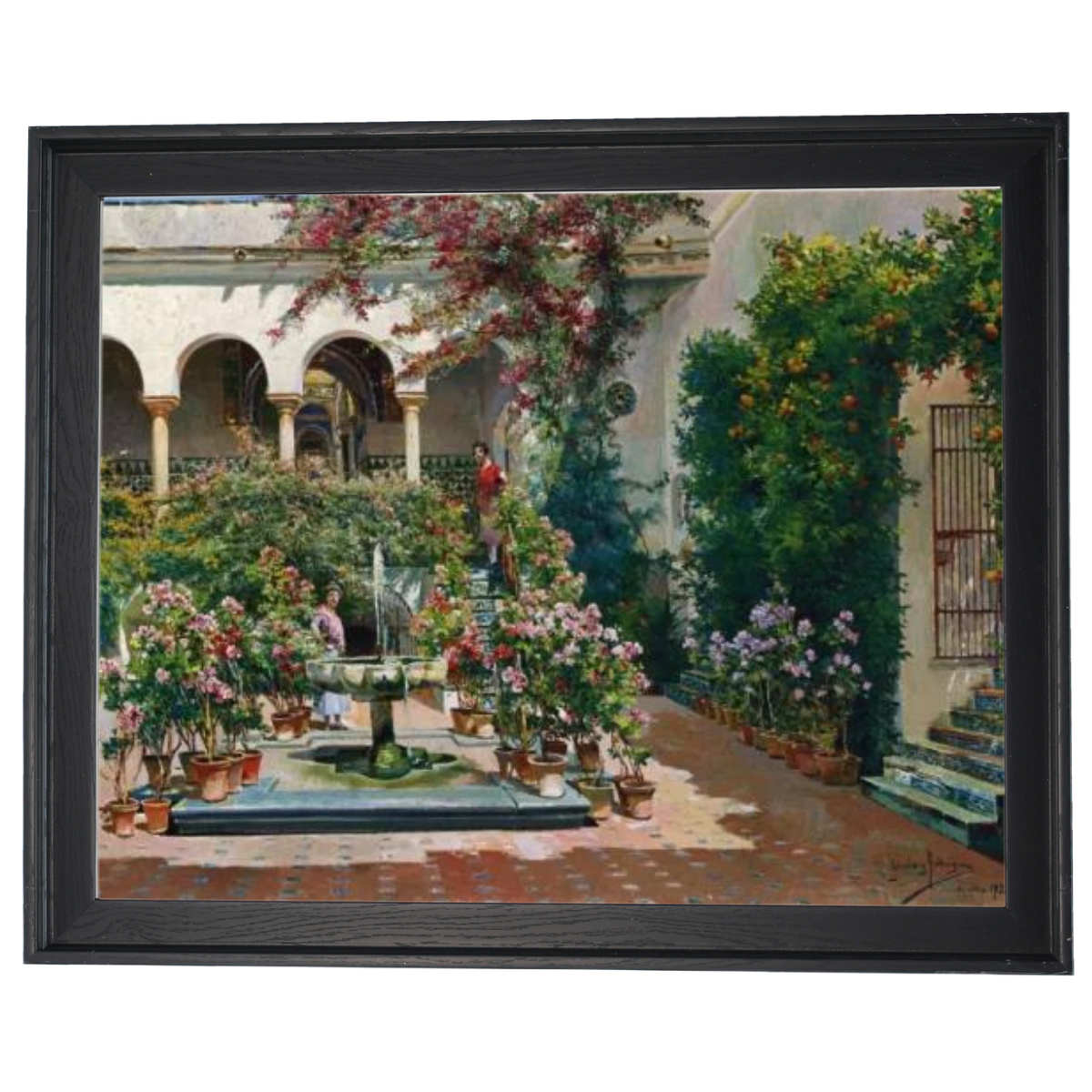 A Courtyard in Seville- Vintage Canvas Wall Art Prints Decor For Living Room