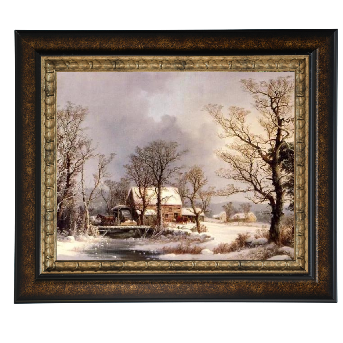 Winter in the Country, The Old Grist Mill-Vintage Wall Art Prints Decor For Living Room