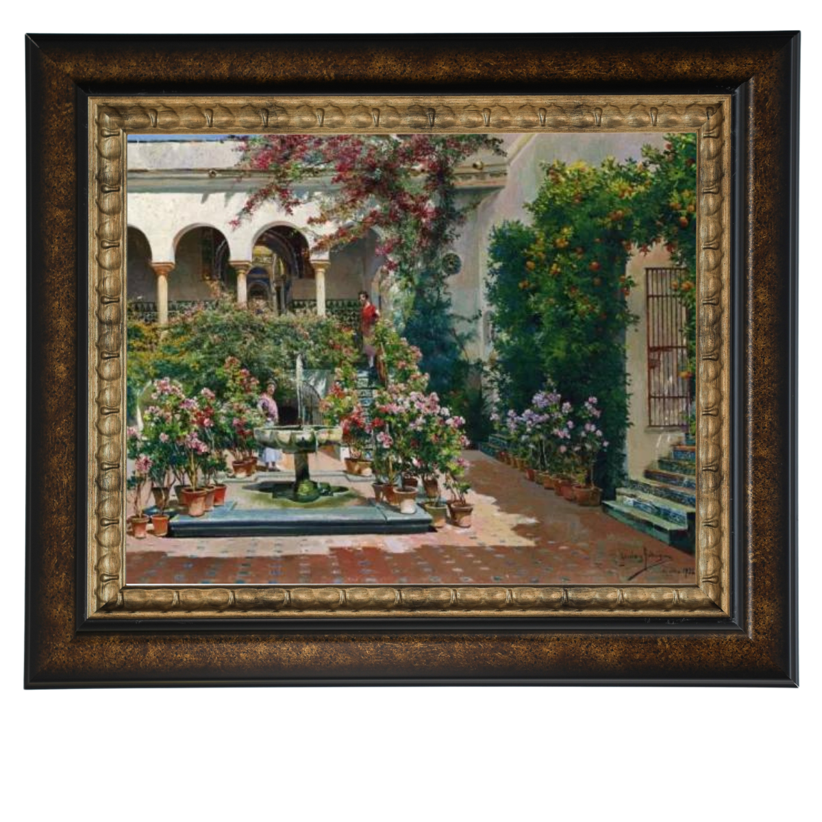 A Courtyard in Seville- Vintage Canvas Wall Art Prints Decor For Living Room