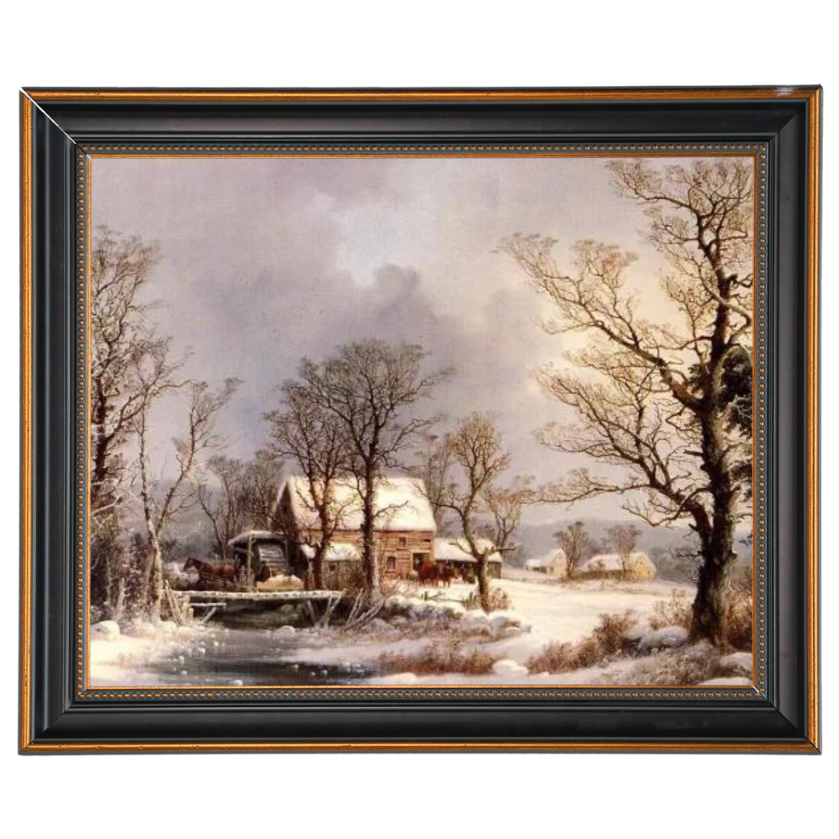 Winter in the Country, The Old Grist Mill-Vintage Wall Art Prints Decor For Living Room