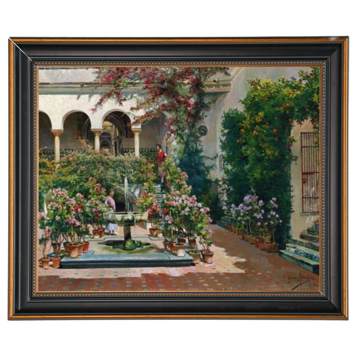 A Courtyard in Seville- Vintage Canvas Wall Art Prints Decor For Living Room