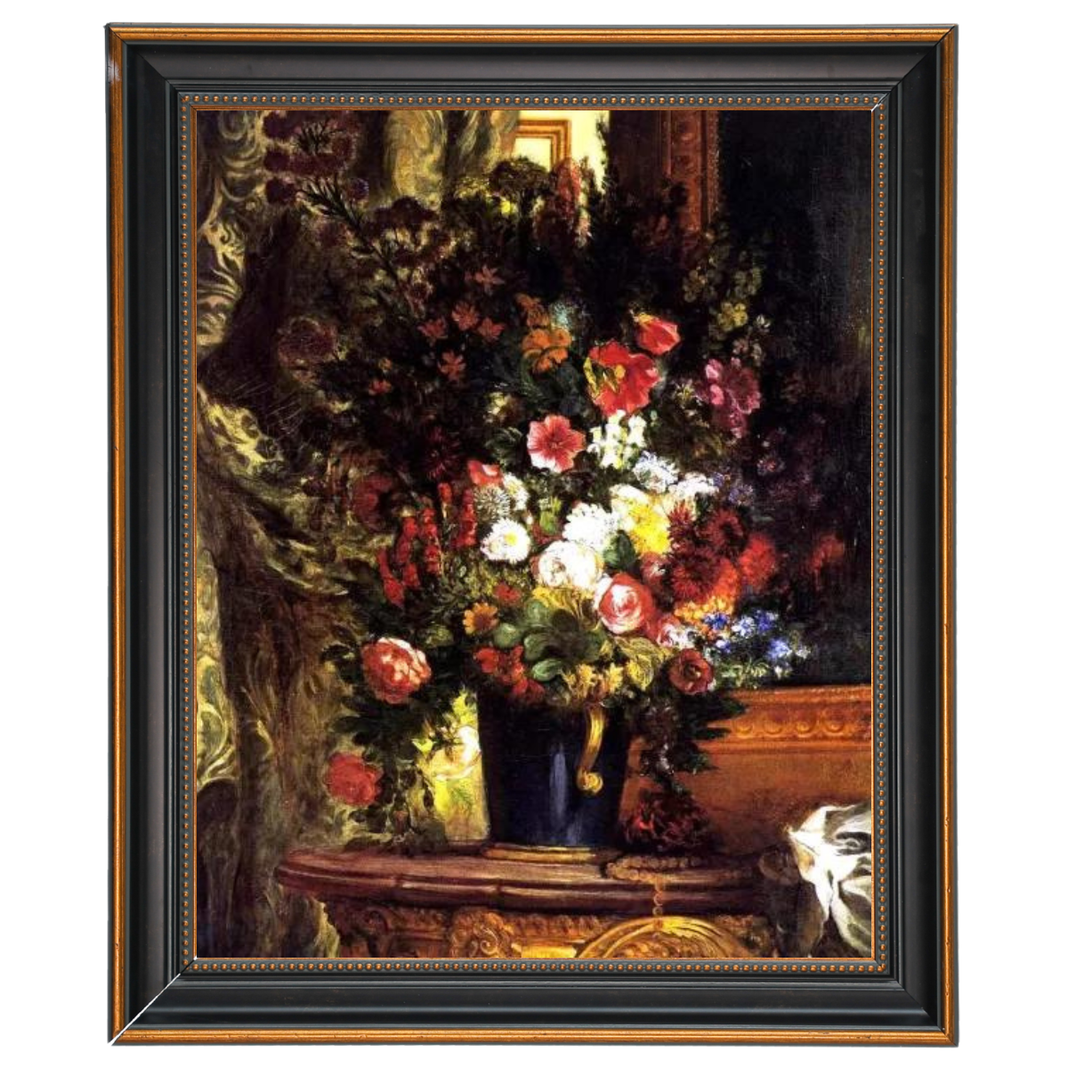 A Vase of Flowers on a Console