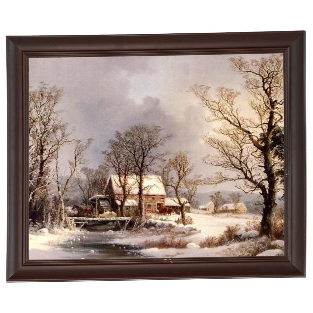 Winter in the Country, The Old Grist Mill-Vintage Wall Art Prints Decor For Living Room