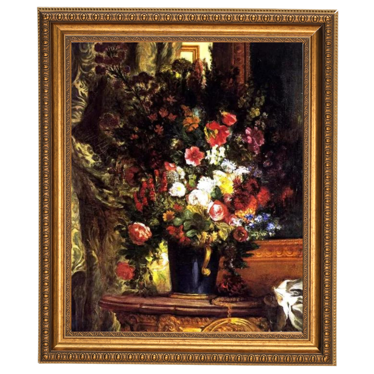 A Vase of Flowers on a Console
