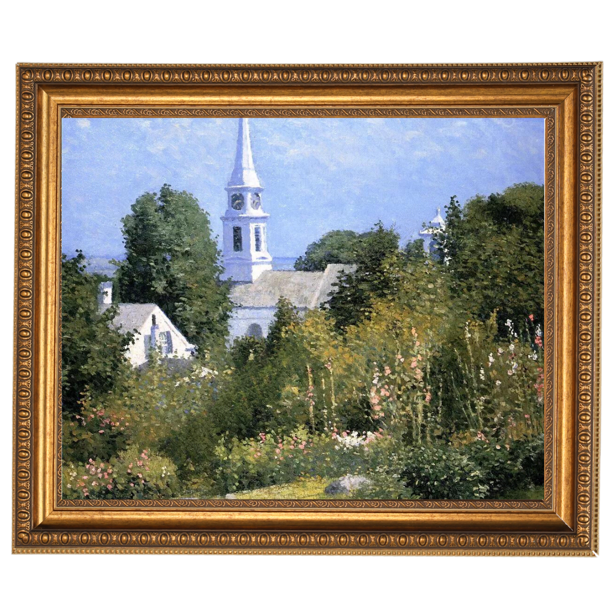 Hollyhocks Garden, Mystic, Connecticut - Country style Wall Art Prints Decor For Living Room