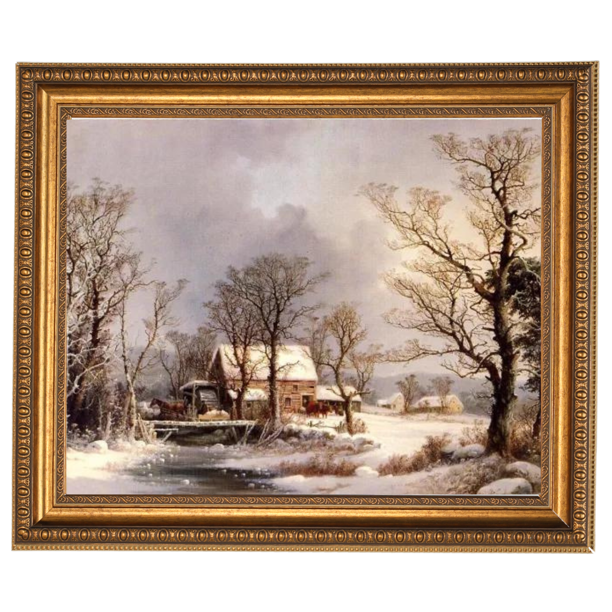 Winter in the Country, The Old Grist Mill-Vintage Wall Art Prints Decor For Living Room