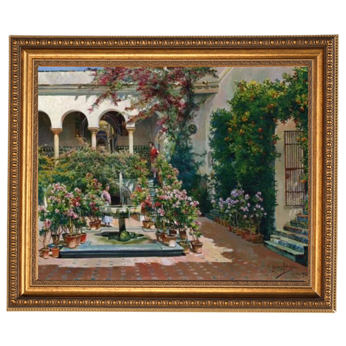 A Courtyard in Seville- Vintage Canvas Wall Art Prints Decor For Living Room