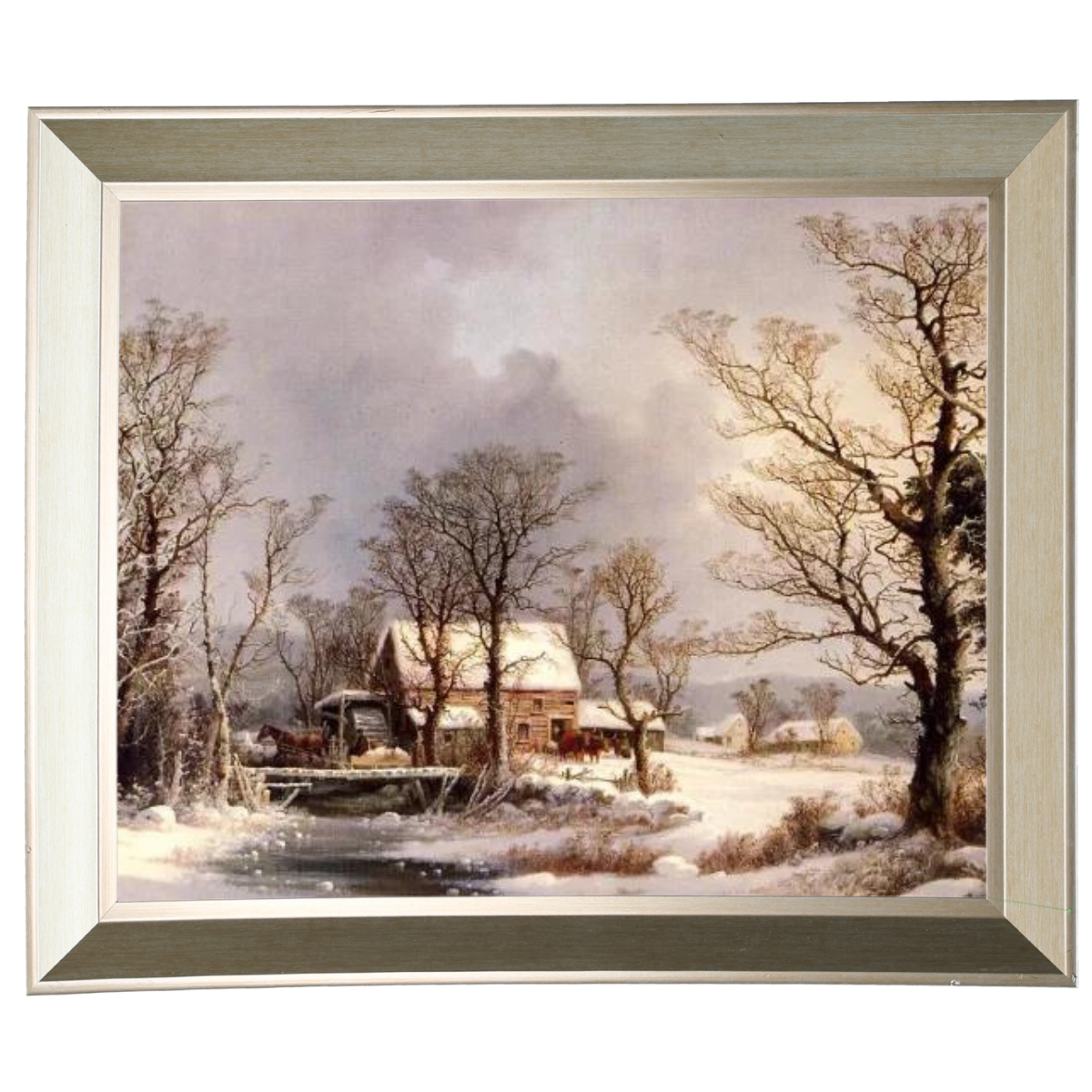 Winter in the Country, The Old Grist Mill-Vintage Wall Art Prints Decor For Living Room