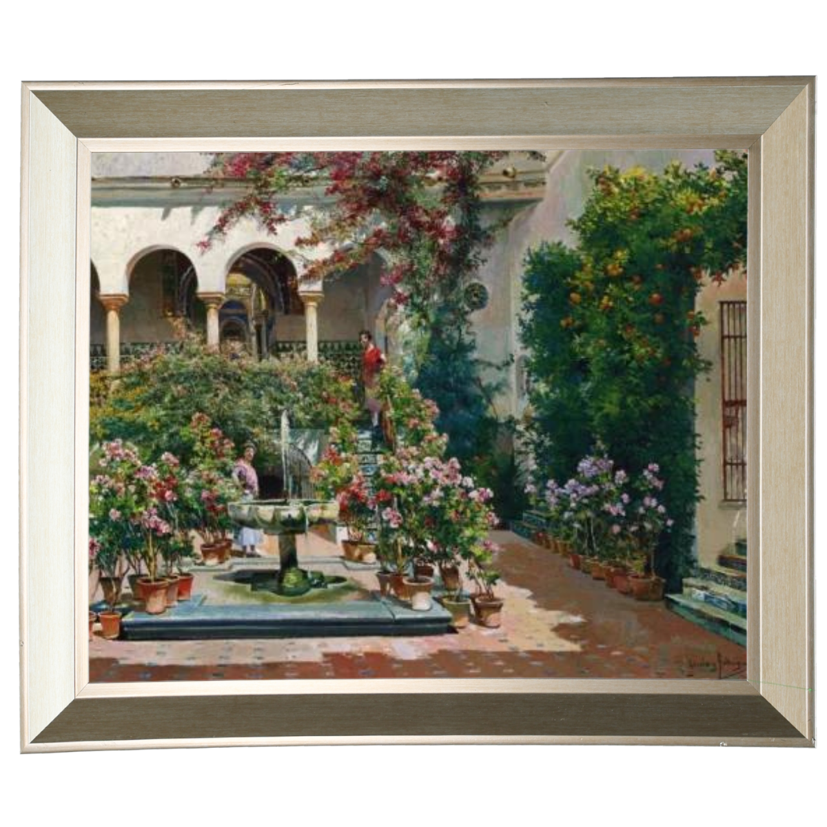 A Courtyard in Seville- Vintage Canvas Wall Art Prints Decor For Living Room