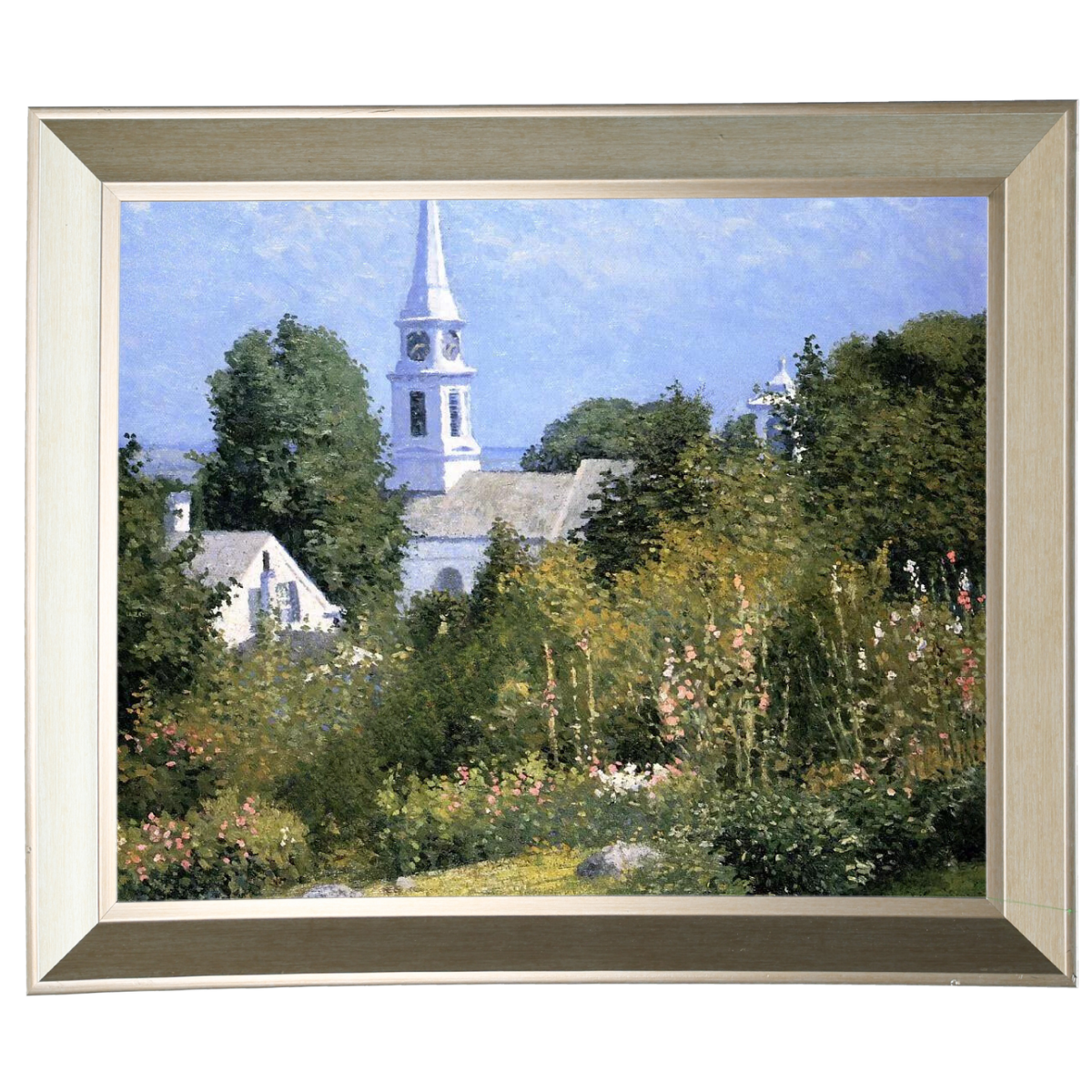 Hollyhocks Garden, Mystic, Connecticut - Country style Wall Art Prints Decor For Living Room