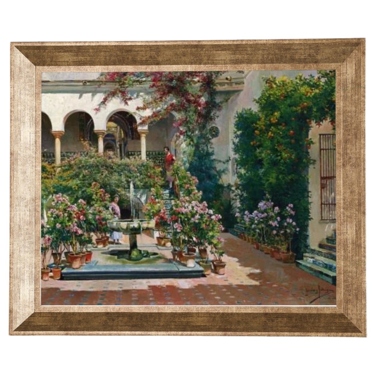 A Courtyard in Seville- Vintage Canvas Wall Art Prints Decor For Living Room