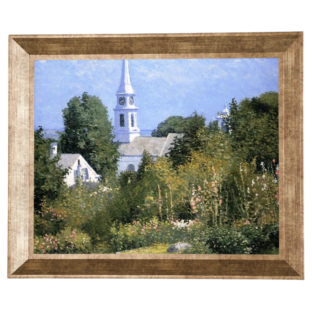 Hollyhocks Garden, Mystic, Connecticut - Country style Wall Art Prints Decor For Living Room