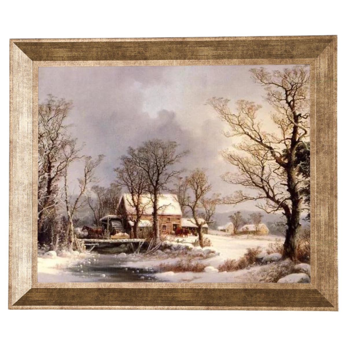 Winter in the Country, The Old Grist Mill-Vintage Wall Art Prints Decor For Living Room