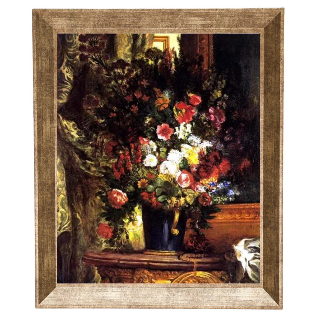 A Vase of Flowers on a Console
