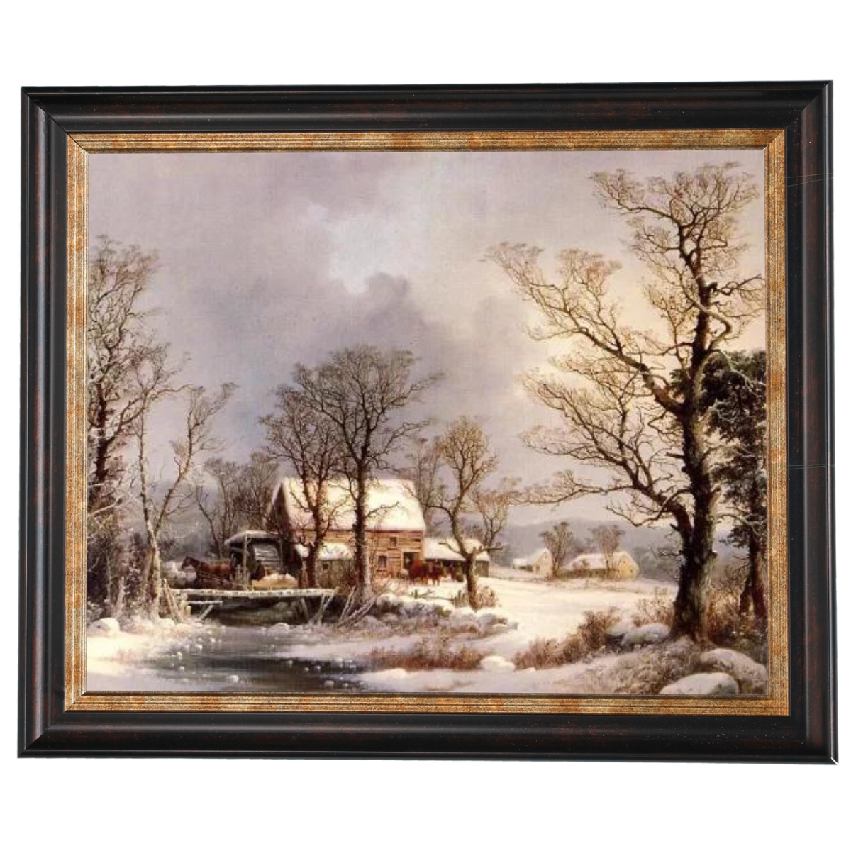 Winter in the Country, The Old Grist Mill-Vintage Wall Art Prints Decor For Living Room