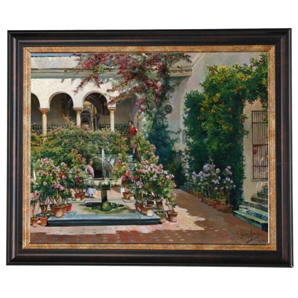 A Courtyard in Seville- Vintage Canvas Wall Art Prints Decor For Living Room